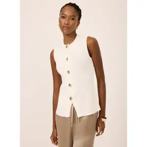 Mint Velvet Neutral Cotton Blend Waistcoat